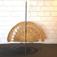 Rattan Zeitungsständer Vintage Midcentury Aus Eisen Und Rattangeflecht, Deutschland 1950Er Jahre von BelladoradoReDesign