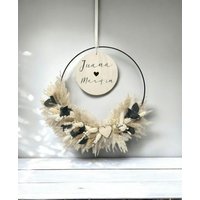 Kranz | Personalisierter Trockenblumenkranz Flowerhoop Wanddeko Türdeko |Blumenkranz Geschenkidee Metallring Trockenblumen von Bellafee