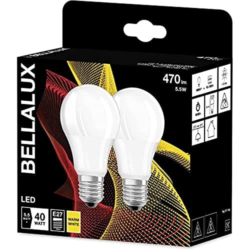BELLALUX LED-Lampe, Sockel E27, Warmweiß (2700K), Matt, Birnenform, Ersatz für herkömmliche 40W-Glühbirne, Doppel-Pack von Bellalux