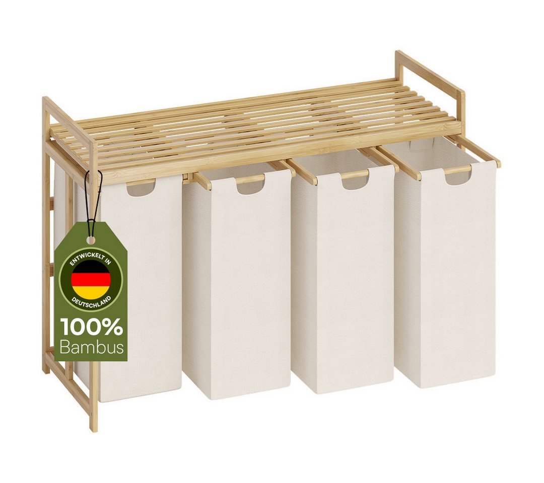 Bellamio Ausziehwäschekorb Newa (inkl. 4 Wäschesäcke), beige, aus Oxford-Gewebe von Bellamio