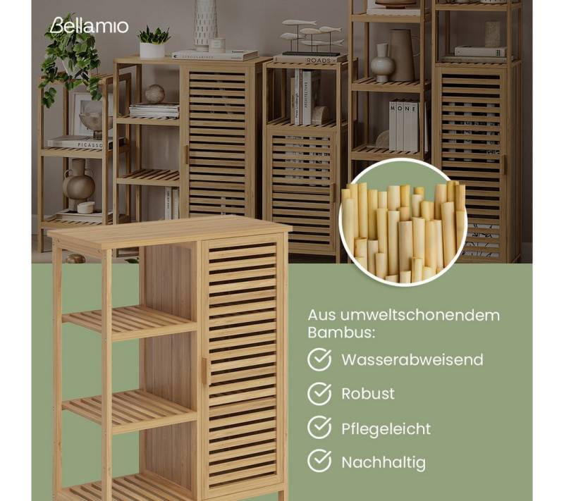 Bellamio Badmöbel-Set Newa, (2er-Set, 1x Waschbeckenunterschrank, 1x Schrank), aus Bambus, natur lackiert von Bellamio