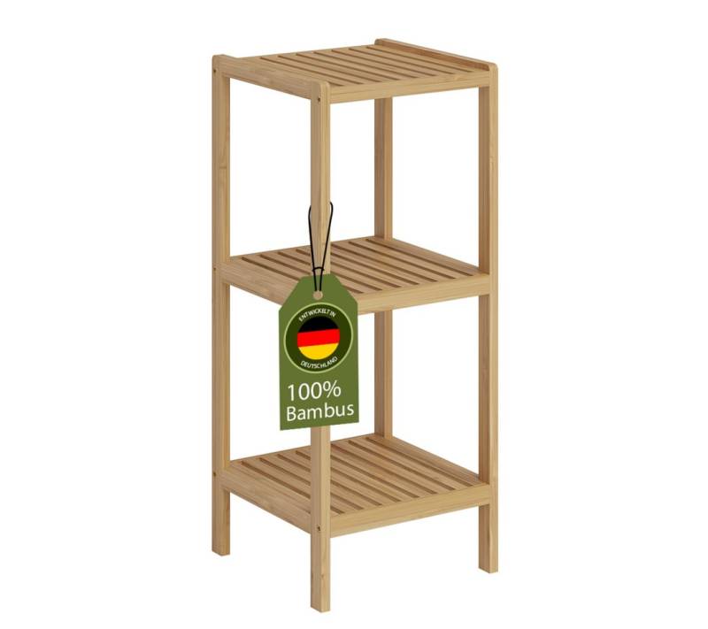 Bellamio Badregal Newa, Regal mit 3 Ablagefächern, aus Bambus, Badezimmer Serie von Bellamio