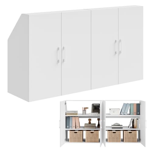 Bellamio Aland Dachschrägenregal in weiß – Dachschrägen Schrank mit 4 Türen & 6 Fächern – Bücherregal/Kleiderschrank – platzsparender Stauraum für schräge Wände 100x179x52 (HxBxT) von Bellamio