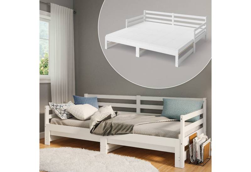 Bellamio Daybed Ayr (inkl. Lattenrost, 90x200/180x200 cm), mit Ausziehfunktion, aus Kiefer Massivholz, weiß von Bellamio