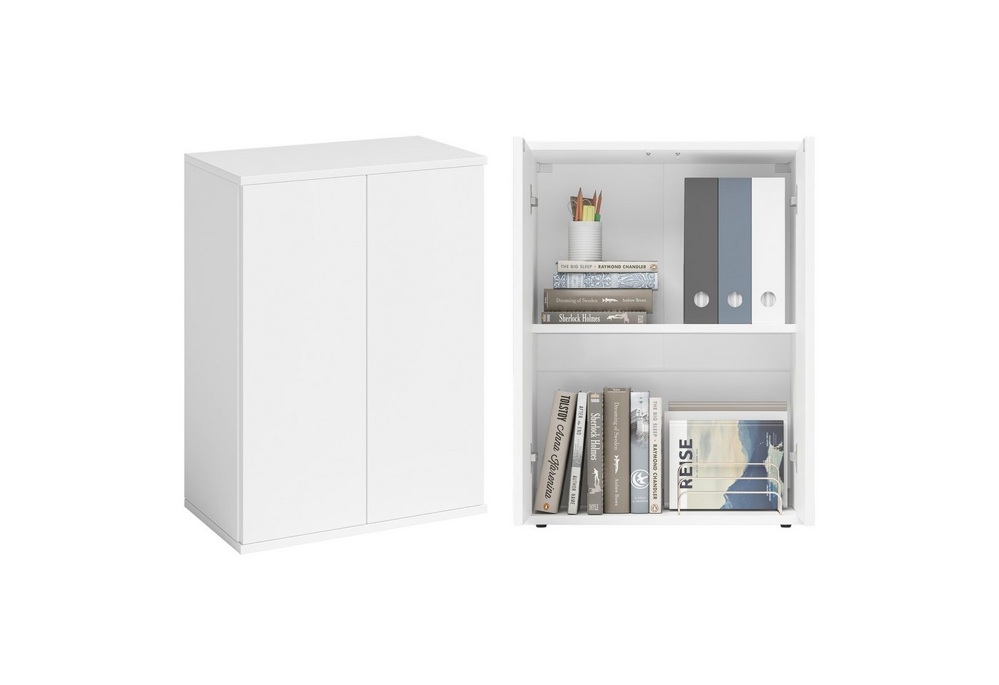 Bellamio Mehrzweckschrank Ais (Vorratsschrank 80 cm hoch) grifflos, push-to-open Funktion, 2 Größen von Bellamio