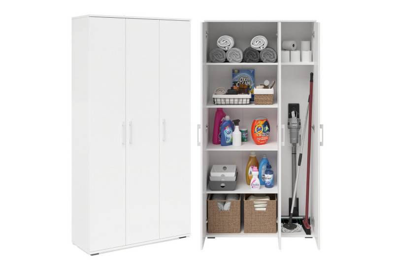 Bellamio Mehrzweckschrank Apol (2-in-1 Besen- und Aktenschrank Weiß) mit 2 Türen, robust, kratzfest, verschiedene Ausführungen von Bellamio