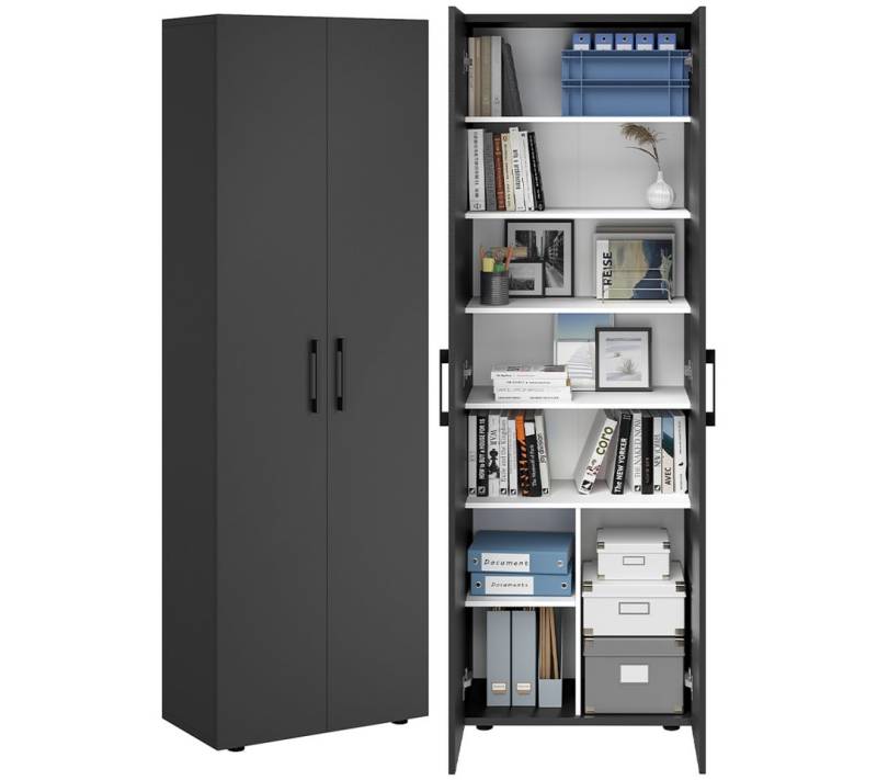 Bellamio Mehrzweckschrank Apol (Anthrazitschwarz) Aktenschrank mit 2 Türen & 8 Fächern, robust & kratzfest von Bellamio