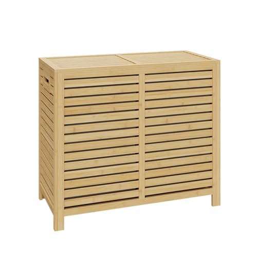 Bellamio Newa Wäschesammler mit Deckel – Wäschekorb mit 2 Fächern je 60 L – Wäschebox aus Bambus für Bad oder Schlafzimmer – Laundry Baskets mit Beutel aus Oxford Gewebe Bellamio Newa Wäschesammler mit Deckel – Wäschekorb mit 2 Fächern je 60 L – Wäschebox aus Bambus für Bad oder Schlafzimmer – Laundry Baskets mit Beutel aus Oxford Gewebe von Bellamio