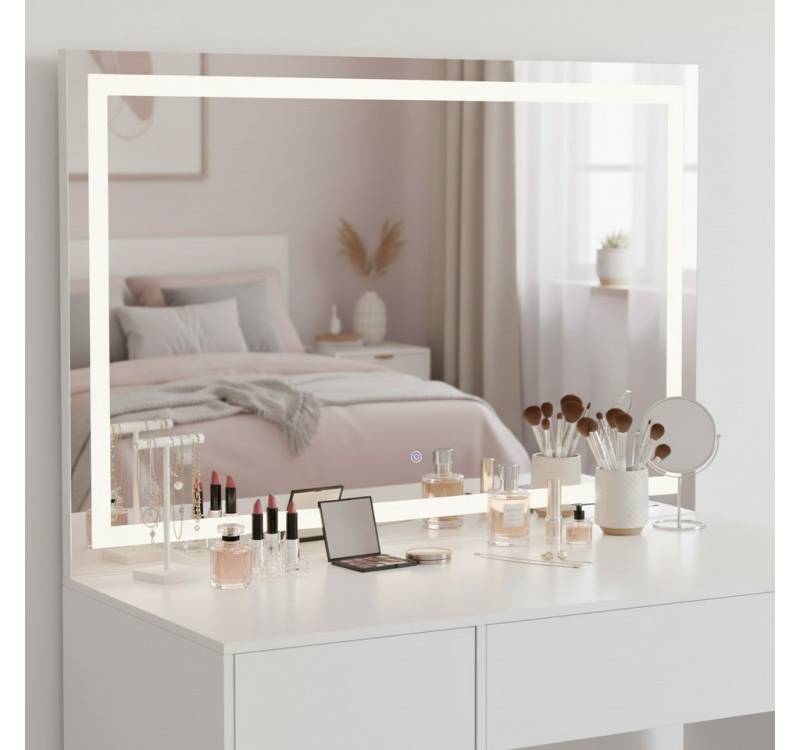 Bellamio Schminkspiegel Livny mit dimmbarer LED-Beleuchtung (umlaufender LED-Strip, Wandmontage), Hollywood Spiegel mit 3 Farbtemperaturen & Touchscreen von Bellamio
