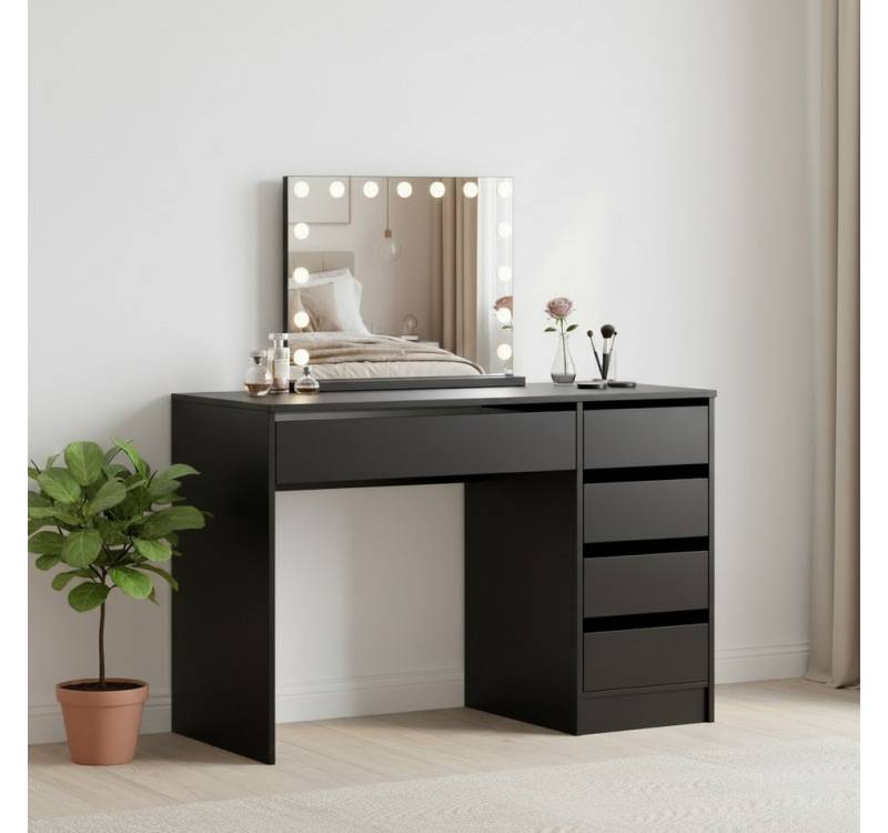 Bellamio Schminktisch Nore mit Spiegel LED-Beleuchtung (Schwarz, 5 Schubladen, 110x70x53 cm), Kosmetiktisch mit 3 Farbstufen & Touch-Sensor, USB-Anschluss von Bellamio