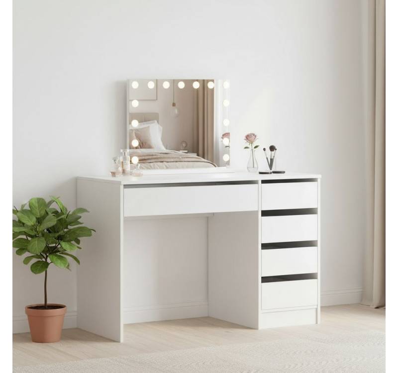 Bellamio Schminktisch Nore mit Spiegel LED-Beleuchtung (Weiß, 5 Schubladen, 110x70x53 cm), Kosmetiktisch mit 3 Farbstufen & Touch-Sensor, USB-Anschluss von Bellamio