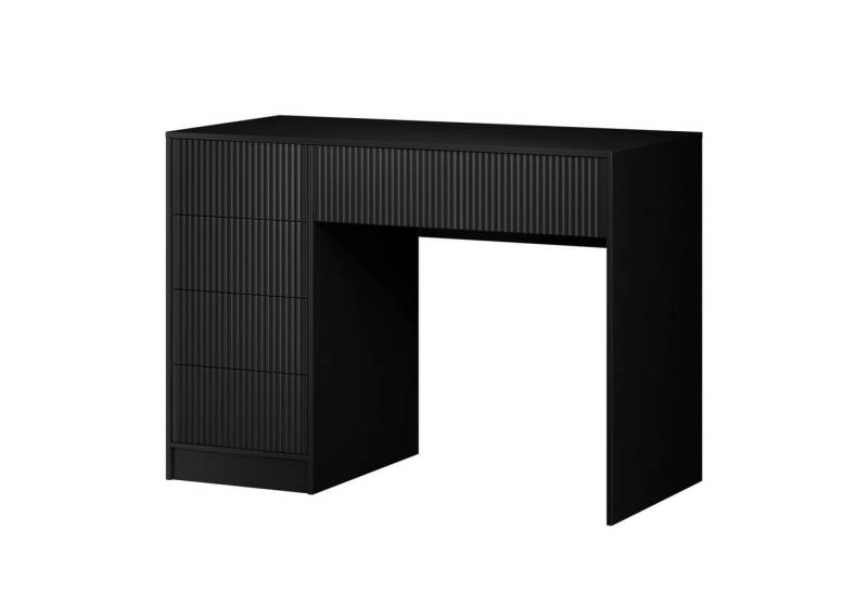 Bellamio Schreibtisch Livny (Bürotisch mit 5 Schubladen, schwarz), Schreibtisch ist universell - Links / Rechts, Griffloses System von Bellamio