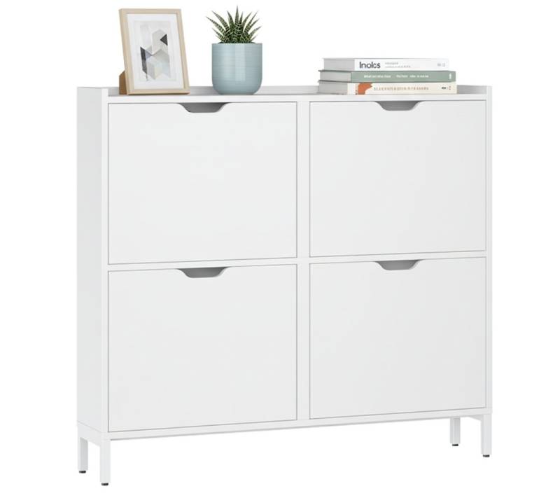 Bellamio Schuhschrank Ceyhan Schuhregal für schmale Flure (19 cm Tiefe) mit 4 Klappfächern) Schuhkipper weiß, auch verfügbar mit 2 Fächern von Bellamio