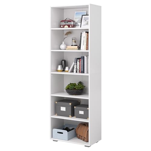 Bellamio Standregal Apol weiß, Regal mit 6 Ablagefächern, Bücherregal aus Holz, Regal weiß Maße: 176x60x33 cm von Bellamio