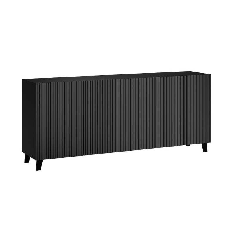 Bellamio TV-Schrank Tana in schwarz Sideboard 185 cm lang mit geriffelter Front, grifflos von Bellamio