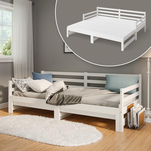 Bellamio Tagesbett Ayr, Gästebett 90x200 cm mit Ausziehfunktion, Bettgestell in weiß, Schlafsofa aus Kiefer Massivholz lackiert Bellamio Tagesbett Ayr, Gästebett 90x200 cm mit Ausziehfunktion, Bettgestell in weiß, Schlafsofa aus Kiefer Massivholz lackiert von Bellamio