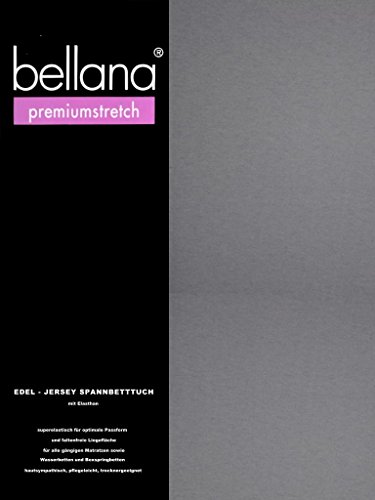 bellana® premiumstretch Edel-Elastic-Jersey Spannbetttuch für Wasserbetten und Boxspringbetten, 180-200 x 200-220 cm, grau von Bellana