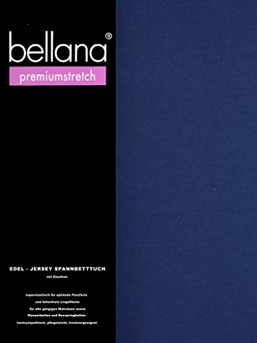 bellana® premiumstretch Edel-Elastic-Jersey Spannbetttuch für Wasserbetten und Boxspringbetten, 90-120 x 200-220 cm, Marine von Bellana