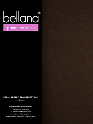 bellana® premiumstretch Edel-Elastic-Jersey Spannbetttuch für Wasserbetten und Boxspringbetten, 140-160 x 200-220 cm, Schoko von Bellana