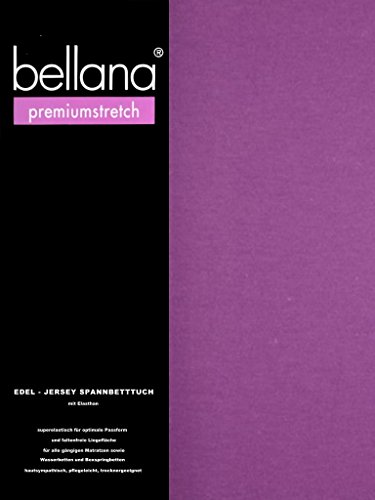 bellana® premiumstretch Edel-Elastic-Jersey Spannbetttuch für Wasserbetten und Boxspringbetten, 180-200 x 200-220 cm, violett von Bellana