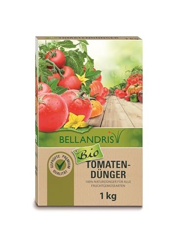 Bellandris Bio Tomatendünger 1kg - Organischer Tomatendünger für aromatische Früchte während der Fruchtbildung. Geben Sie Ihren Tomaten die nötigen Nährstoffe für eine reiche Ernte. von Bellandris