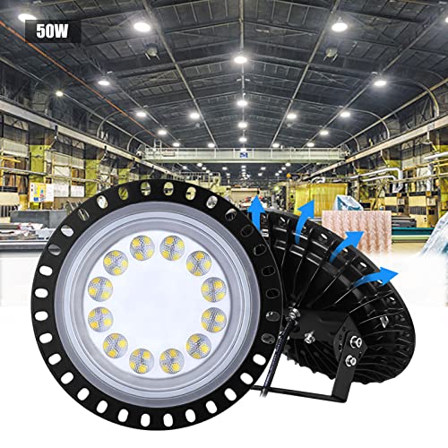 Bellanny LED Strahler 50W, 4000LM LED Hallenstrahler, 6000K-6500K Kaltweiß UFO Industrielampe - 120° Abstrahlwinkel LED High Bay Licht, 48 Led Werkstatt Deckenleuchte für Fabriken Garage Läger von Bellanny