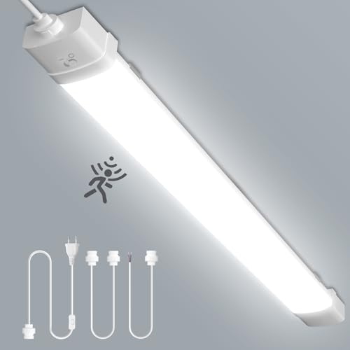 Bellanny LED Feuchtraumleuchte 115CM Werkstattlampe 40W 4800LM Deckenleuchte Röhre - IP54 Wasserdicht Kaltweiß 6500K Verknüpfbar Neonröhre Bewegungsmelde für Wohnzimmer Büro Garage Werkstatt Keller von Bellanny