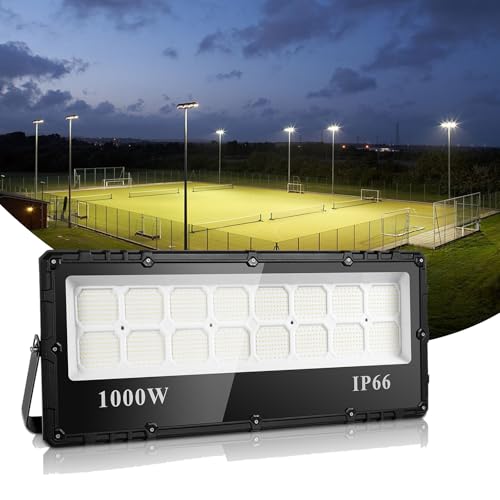 Bellanny LED Strahler 1000W 100000LM Fluter Flutlicht Außenstrahler - 6500K Kaltweiß Superhell Scheinwerfer Wandleuchte, IP65 Wasserfest Innen- und Außenbeleuchtung für Garten Hof Garage Hotel Rasen von Bellanny