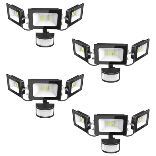 Bellanny LED Strahler mit Bewegungsmelder 50W, 5000LM Fluter Flutlicht Scheinwerfer, 6500K Kaltweiß Flutlichtstrahler, IP65 Wasserdicht Außen-Sicherheitsbeleuchtung für Garten Garage Hof Wand,4 Stück von Bellanny