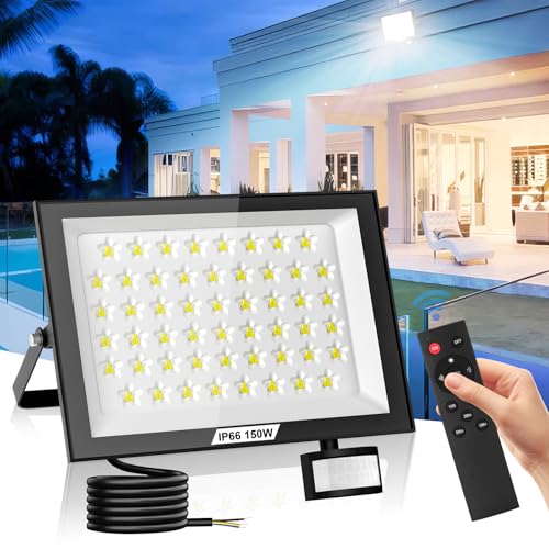 Bellanny LED Strahler mit Bewegungsmelder Außen 150W 15000LM Fluter Flutlicht, 6500K 180°Erfassungsbereich Scheinwerfer mit Fernbedienung, IP66 Wasserdicht Außenstrahler für Garten Hof Einfahrt Garage Bellanny LED Strahler mit Bewegungsmelder Außen 150W 15000LM Fluter Flutlicht, 6500K 180°Erfassungsbereich Scheinwerfer mit Fernbedienung, IP66 Wasserdicht Außenstrahler für Garten Hof Einfahrt Garage von Bellanny