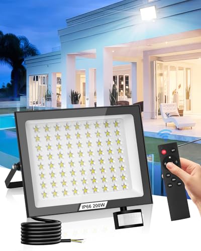 Bellanny LED Strahler mit Bewegungsmelder Außen 200W 20000LM Fluter Flutlicht, 6500K 180°Erfassungsbereich Scheinwerfer mit Fernbedienung, IP66 Wasserdicht Außenstrahler für Garten Hof Einfahrt Garage Bellanny LED Strahler mit Bewegungsmelder Außen 200W 20000LM Fluter Flutlicht, 6500K 180°Erfassungsbereich Scheinwerfer mit Fernbedienung, IP66 Wasserdicht Außenstrahler für Garten Hof Einfahrt Garage von Bellanny