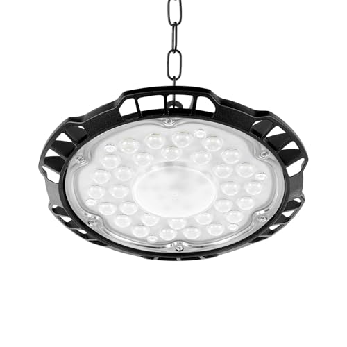 Bellanny UFO Hallenstrahler Werkstattlampe 150W 15000LM Superhelle Industrielampe LED Werkstatt Deckenleuchte, 6500K Kaltweiß Deckenstrahler, LED Hallenbeleuchtung für Fabriken Garage Lagerhaus Stadi von Bellanny