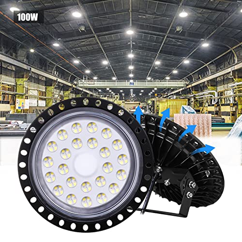 Bellanny LED Strahler 100W 10000LM Hallenstrahler LED UFO Industrielampe, 6500K Kaltweiß LED Werkstatt Deckenleuchte Werkstattlampe Hallenleuchte Industrial LED High Bay Licht für Fabriken Läger Hof von Bellanny