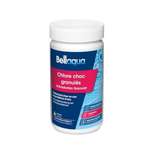 Bellaqua Schockchlor Granulat 1kg - Chlor-Granulat Fix - Chlorgranulat Pool Schnelldesinfektion, Wasserdesinfektion Chlor organisch - schnell löslich - Poolchemie, Wasserreinigung, Poolpflege von Bellaqua