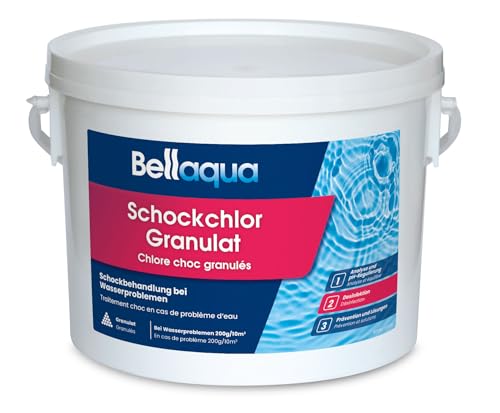 Bellaqua Chlor-Granulat Fix 3 kg - Chlorgranulat Pool Schnelldesinfektion, Wasserdesinfektion Chlor organisch - schnell löslich - Chlorgranulat Poolchemie, Wasserreinigung, Poolpflege von Bellaqua