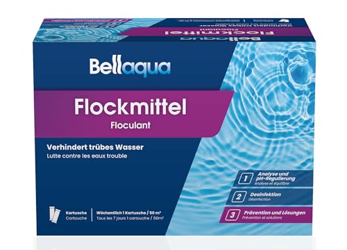 Bellaqua Flockkartuschen 1 kg - Flockungsmittel für Sandfilter/Filterglas - Kartusche Poolchemie, Wasserreinigung, Trübungsentfernung, Poolpflege für kristallklares Wasser von Bellaqua