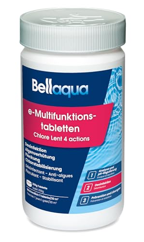Bellaqua e-Chlor-Multifunktionstabletten 200 g (1 kg) Chlor Tabletten Multitabs für Desinfektion, Algenverhütung, Flockung, Chlorstabilisierung von Bellaqua