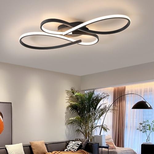 Deckenleuchte LED Wohnzimmerlampe Schwarz LED Deckenleuchte Dimmbar Deckenlampe mit Fernbedienung Modern Design LED Deckenbeleuchtung für Schlafzimmer Kinderzimmer Esszimmer Lampen (Schwarz, 60 cm) von Bellastein
