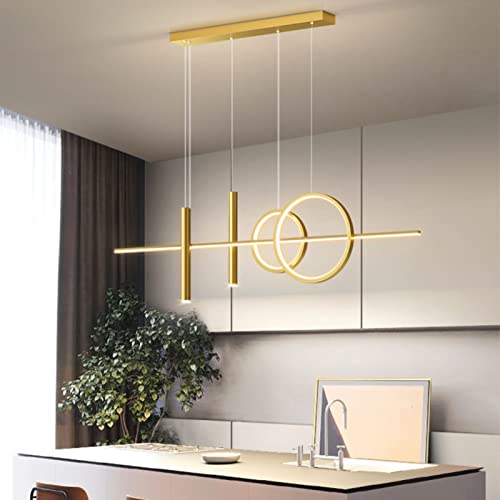 Bellastein Hängeleuchte LED Pendelleuchte esstisch Pendellampe, Dimmbar Mit Fernbedienung Kronleuchter Höhenverstellbarer Hängelampe Wohnzimmer Esszimmer Studie Landhaus Pendellampe (Golden, 120cm) von Bellastein