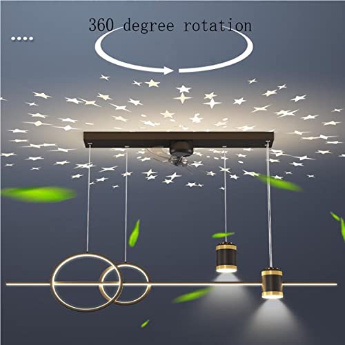 Bellastein Kantine Kronleuchter mit Ventilator, Sternenhimmel Projektion, modernes einfaches Esstisch Esszimmer Wohnzimmer Pendelleuchte 45W mit Fernbedienung (Schwarz) von Bellastein