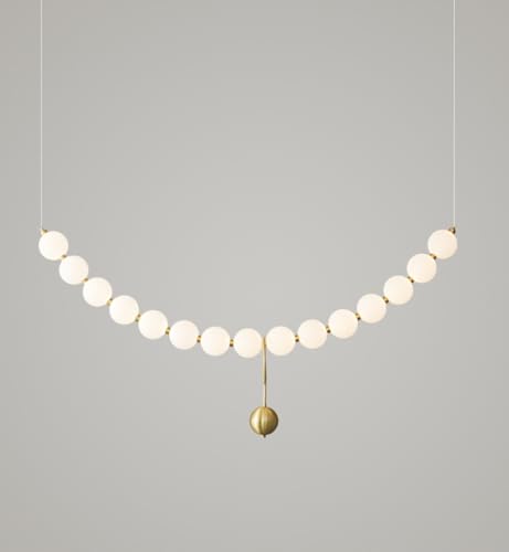 Bellastein Kreative Perlenkette Kronleuchter Dining Pendelleuchte Nordic Wohnzimmer Hängeleuchte Alle Kupfer Pendellampe Restaurant Hängelampe Acryllampe pendellampe weiß (B:150cm 15-Kugeln) von Bellastein