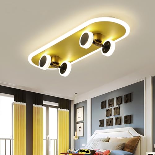 Bellastein LED Deckenlampe Modern Kinderzimmer Skateboard Design Deckenleuchte dimmbar mit Fernbedienung Jungen und Mädchen Zimmer Licht Esszimmer Wohnzimmer Schlafzimmer Hängelampen von Bellastein