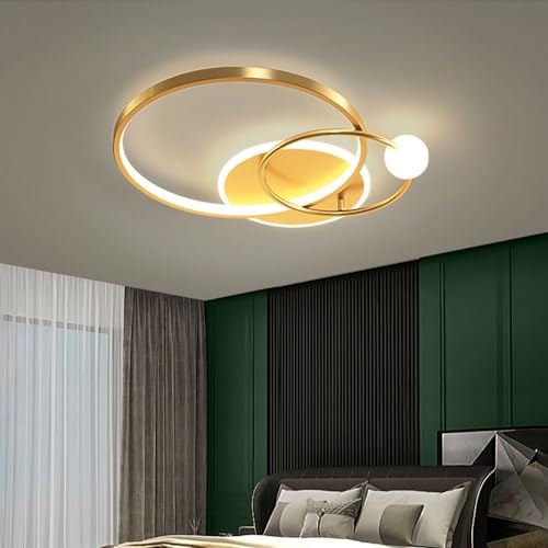 Bellastein LED Deckenleuchte Dimmbar Arbeitzimmer Deckenlampe Wohnzimmer Modern Hängeleuchte LED Deckenlampe mit Fernbedienung für Schlafzimmer Kinderzimmer Küche Büro Lampe (Gold, A) von Bellastein