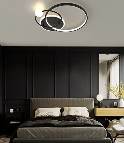 Bellastein LED Deckenleuchte Dimmbar Arbeitzimmer Deckenlampe Wohnzimmer Modern Hängeleuchte LED Deckenlampe mit Fernbedienung für Schlafzimmer Kinderzimmer Küche Büro Lampe (Schwarz, 52cm) von Bellastein