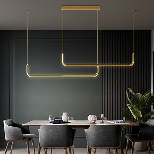 Bellastein LED Esstisch Pendellampe Dimmbar Moderne Kronleuchter Höhenverstellbar Pendelleuchte, für Wohnzimmer Schlafzimme Esstisch Esszimmer Hängelampe (Gold, 120CM) von Bellastein