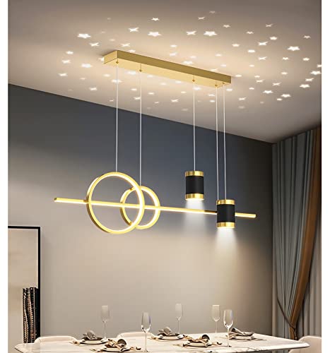 Bellastein LED Hängeleuchte esstisch Pendelleuchte Mit Fernbedienung Hängeleuchte Höhenverstellbar Pendellampe Moderne LED Pendelleuchte für Esszimmer Schlafzimmer Küche Büro Lampe (Gold, L100cm) von Bellastein