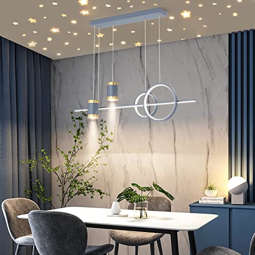 Bellastein LED Hängeleuchte esstisch Pendelleuchte Mit Fernbedienung Hängeleuchte Höhenverstellbar Pendellampe Moderne LED Pendelleuchte für Esszimmer Schlafzimmer Küche Büro Lampe (Grau, L100cm) von Bellastein