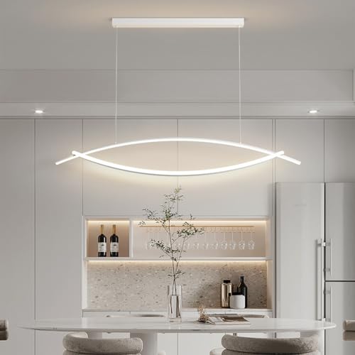 Bellastein LED-LED Pendelleuchte Esstischminimalistisches Café,Kronleuchter Bar- und Thekenbeleuchtung,kreatives und personalisiertes Designbüro pendellampe (weiß 110cm) von Bellastein