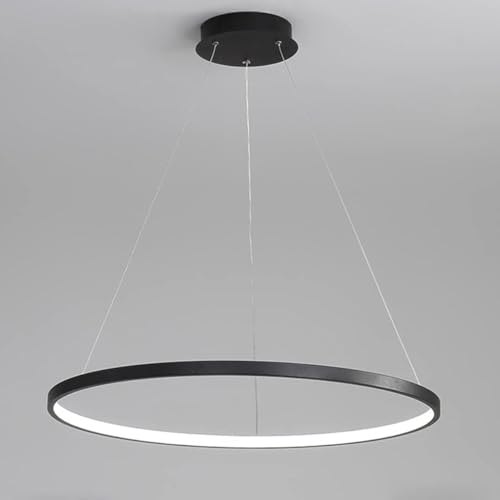 Bellastein LED Modern Rund Pendelleuchte Dimmbar mit Fernbedienung Hängelampe Höhenverstellbar Deckenleuchte Esstisch Kronleuchter für Wohnzimmer Esszimmer Arbeitszimmer office (Schwarz, L40cm) von Bellastein