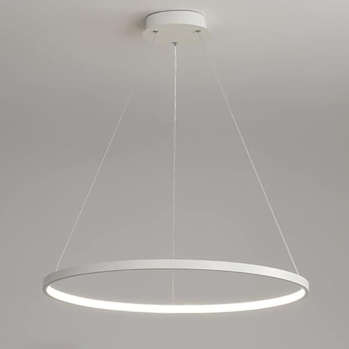 Bellastein LED Modern Rund Pendelleuchte Dimmbar mit Fernbedienung Hängelampe Höhenverstellbar Deckenleuchte Esstisch Kronleuchter für Wohnzimmer Esszimmer Arbeitszimmer office (Weiß, L80cm) von Bellastein